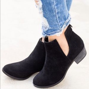 Black velvet booties